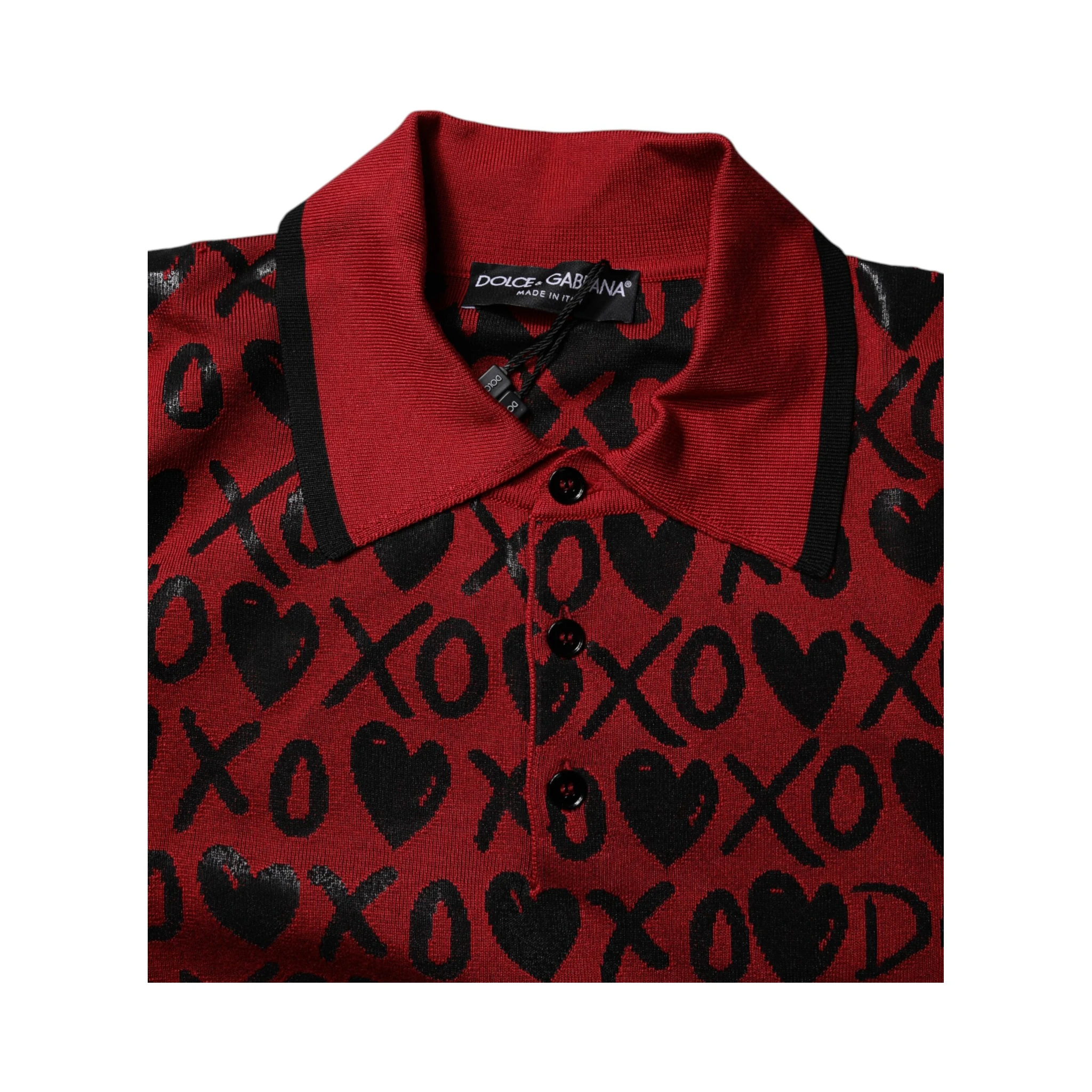 Red Cotton XOXO Collared Polo T-shirt