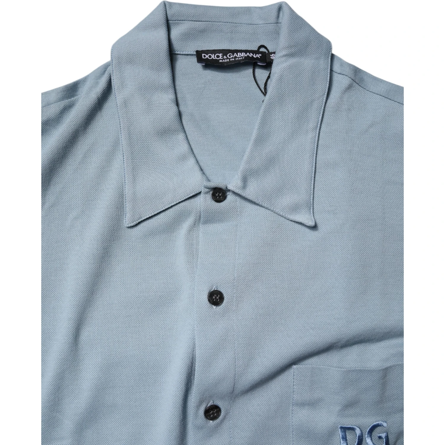 Blue Cotton Button Down Casual Men Polo Shirt