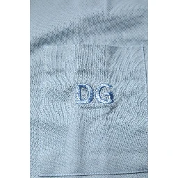 Blue Cotton Button Down Casual Men Polo Shirt