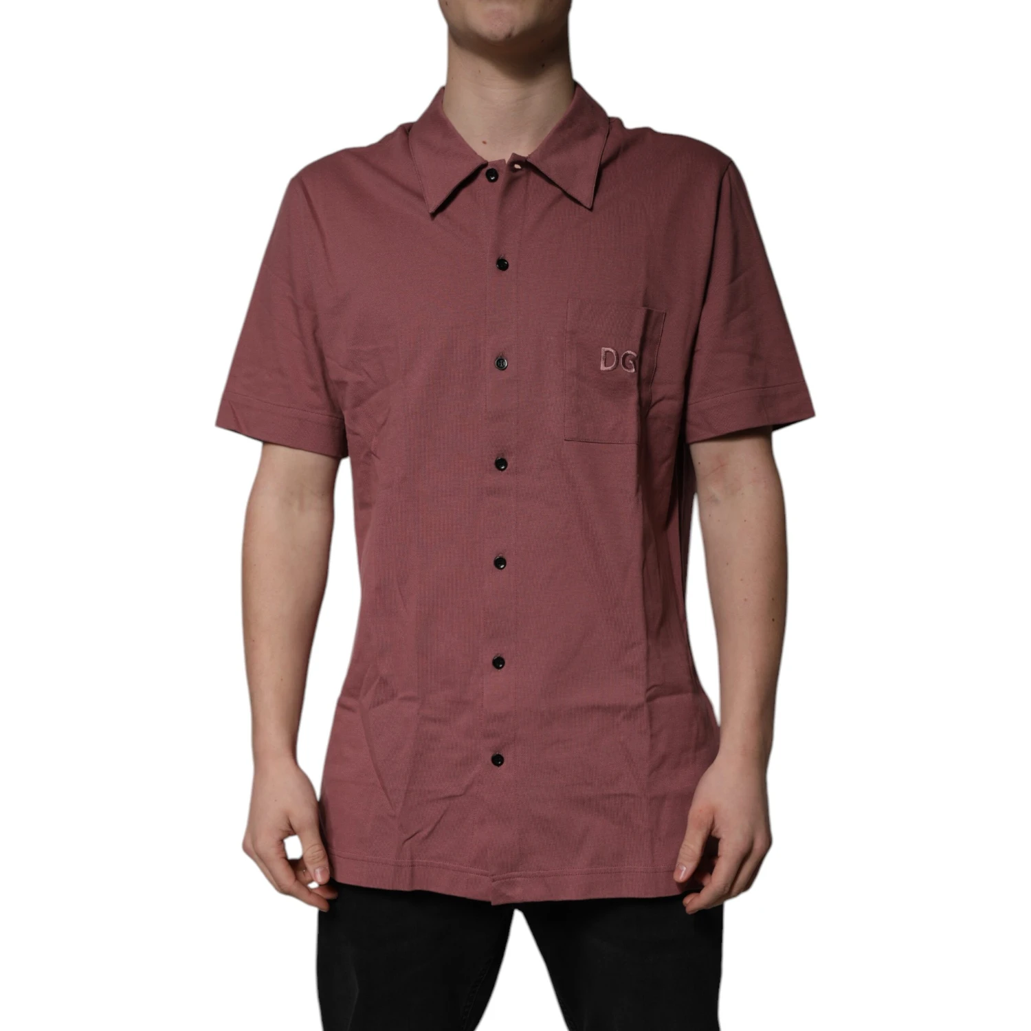 Dark Pink Button Down Casual Polo Men Shirt