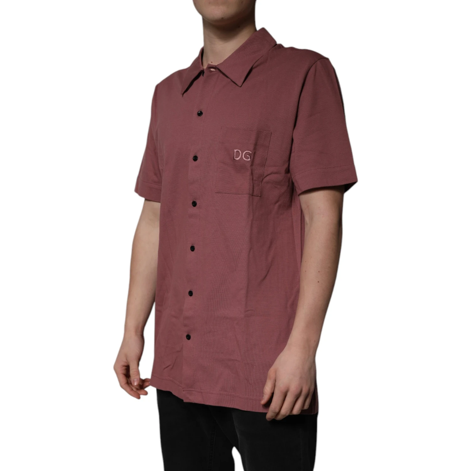 Dark Pink Button Down Casual Polo Men Shirt