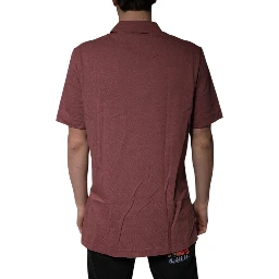 Dark Pink Button Down Casual Polo Men Shirt