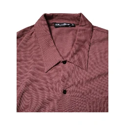 Dark Pink Button Down Casual Polo Men Shirt