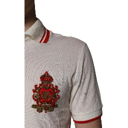 White Cotton Logo Collared Polo Men T-shirt