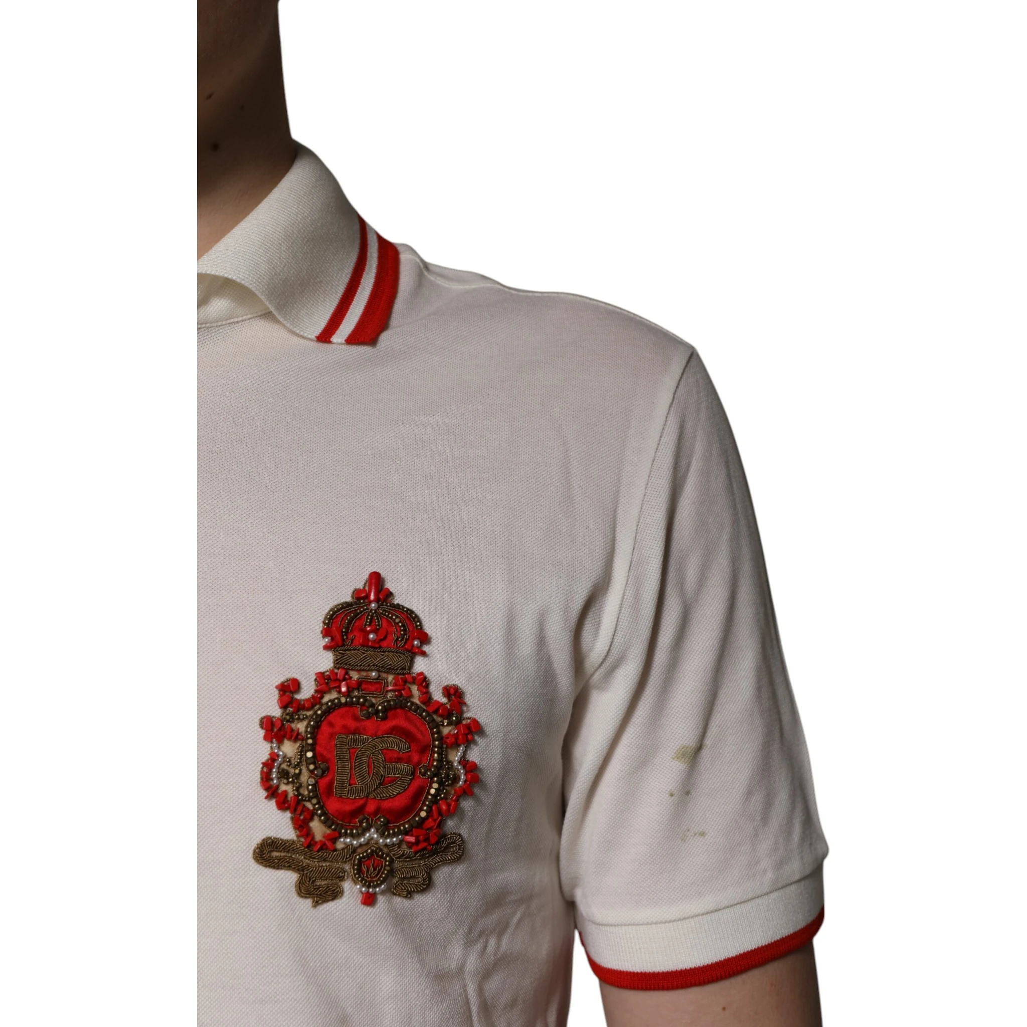 White Cotton Logo Collared Polo Men T-shirt