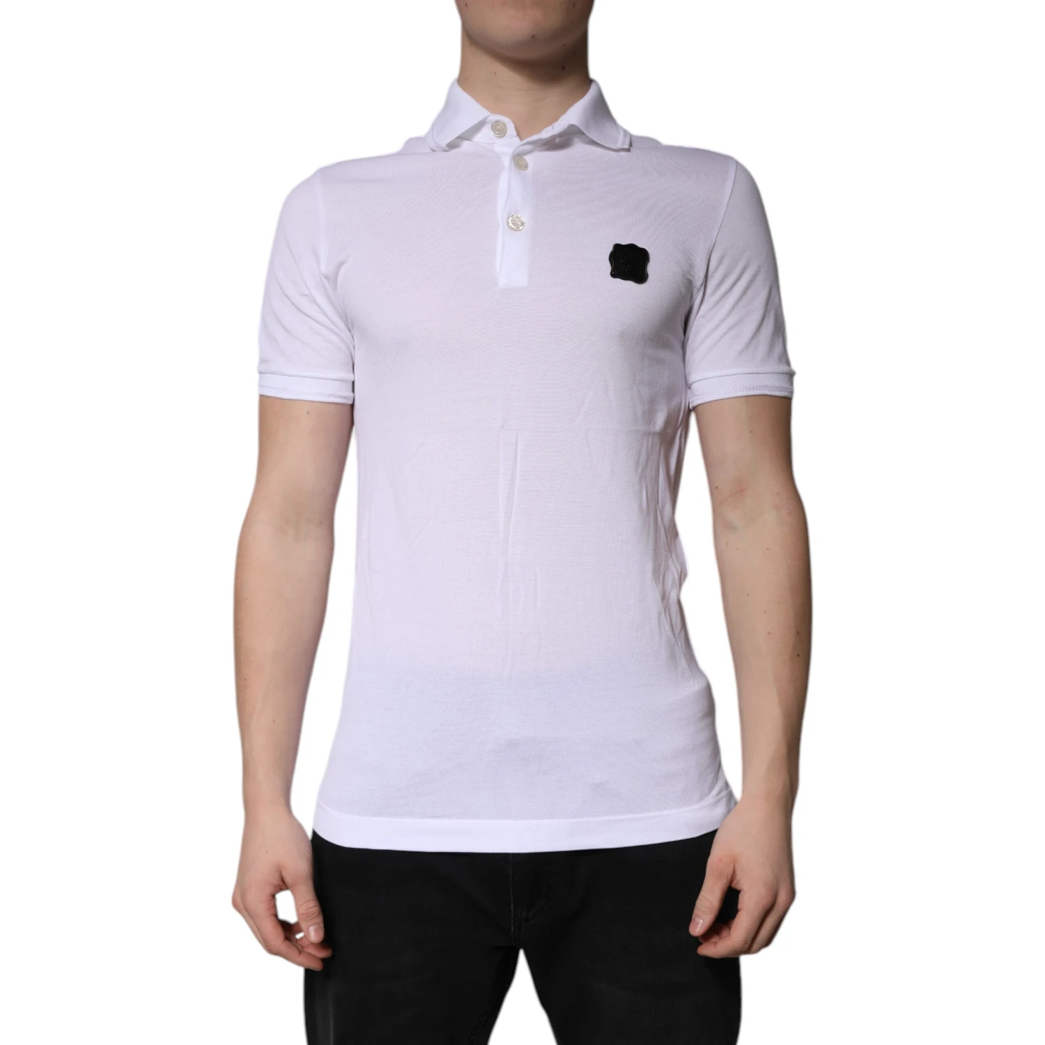 White Cotton Logo Collared Polo T-shirt