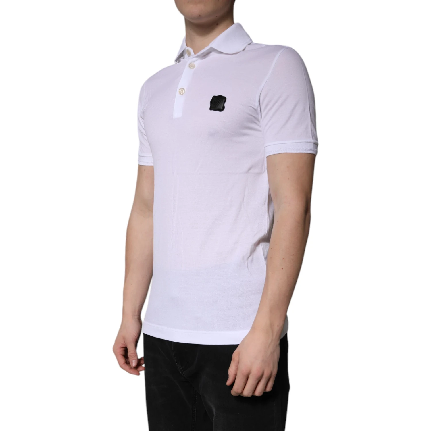 White Cotton Logo Collared Polo T-shirt