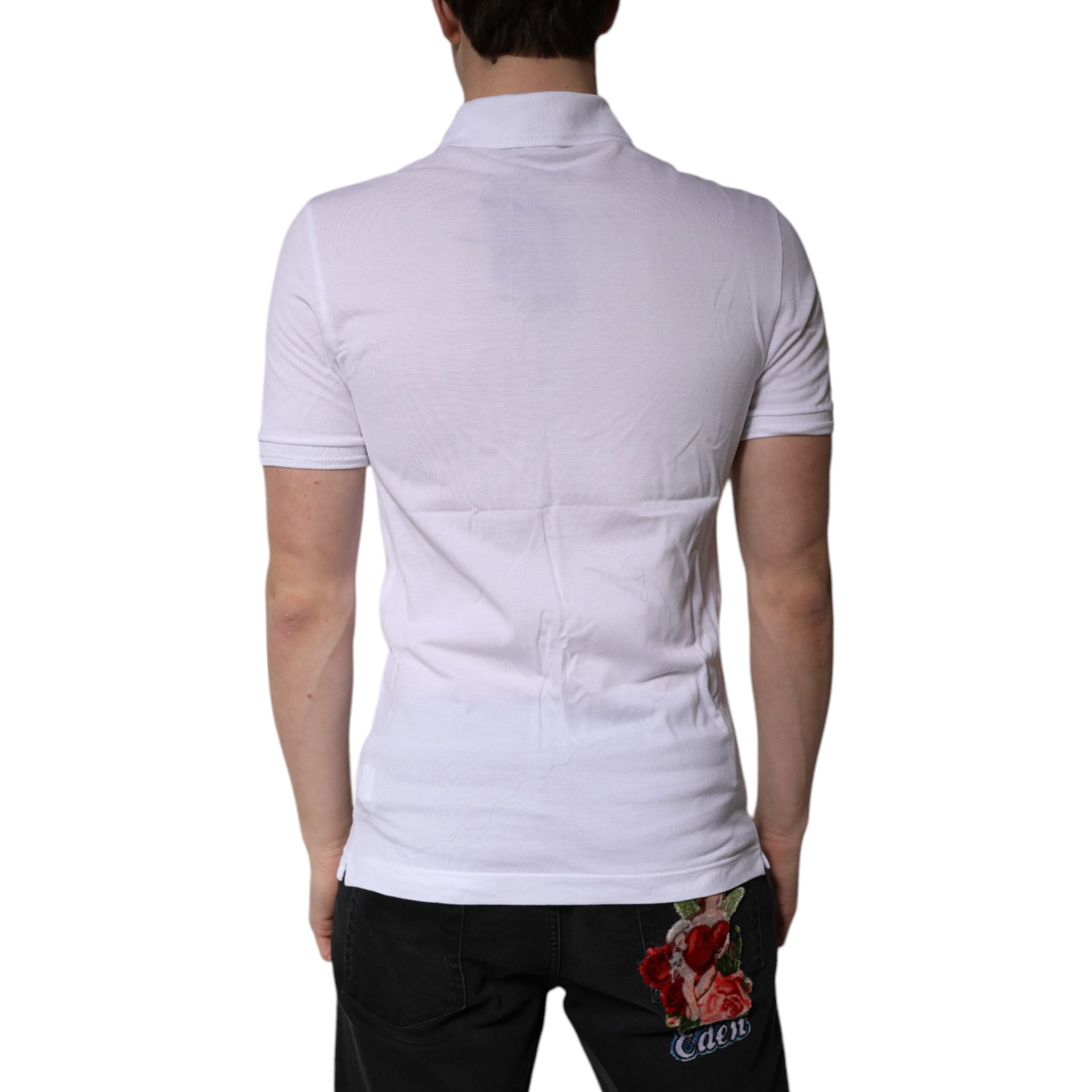 White Cotton Logo Collared Polo T-shirt
