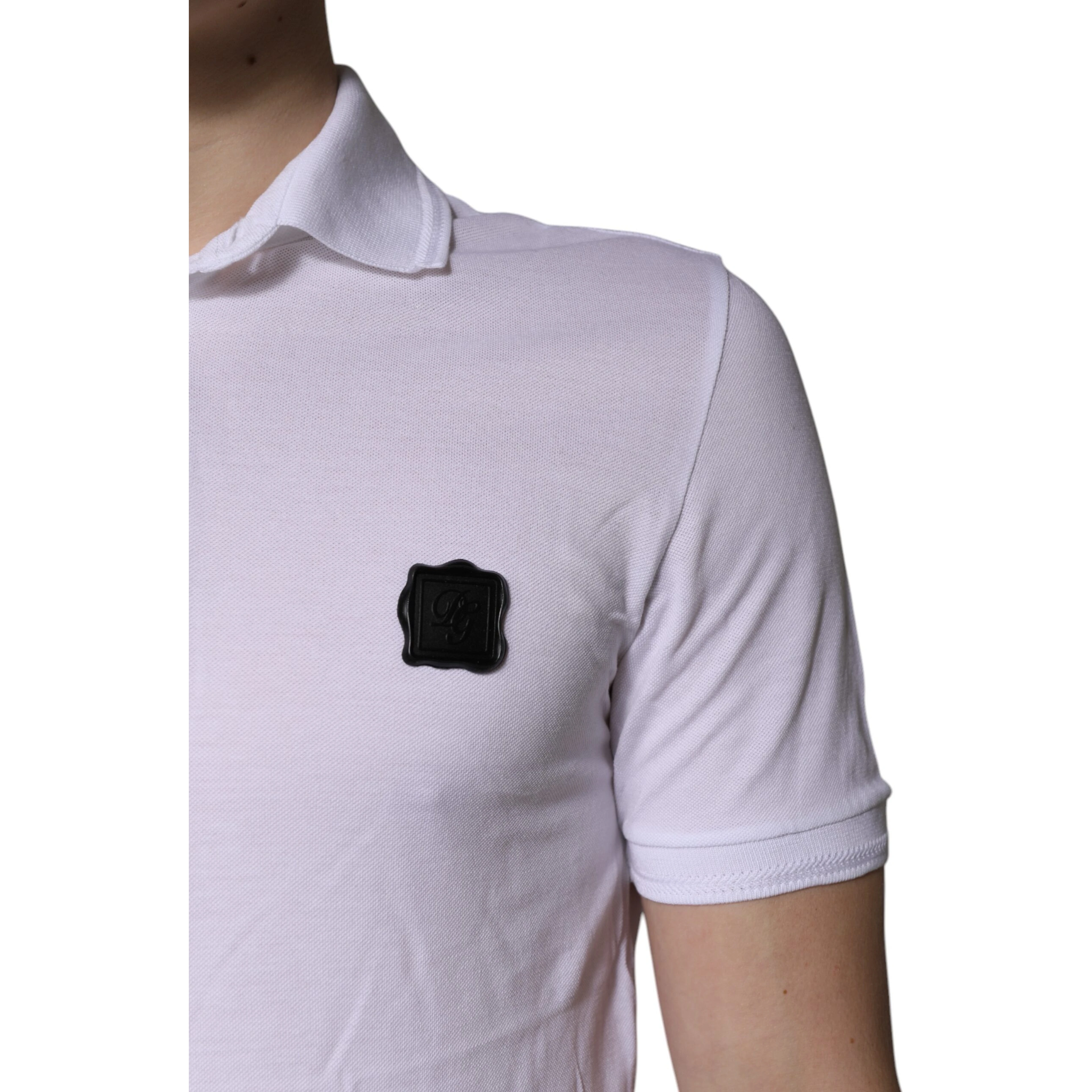 White Cotton Logo Collared Polo T-shirt