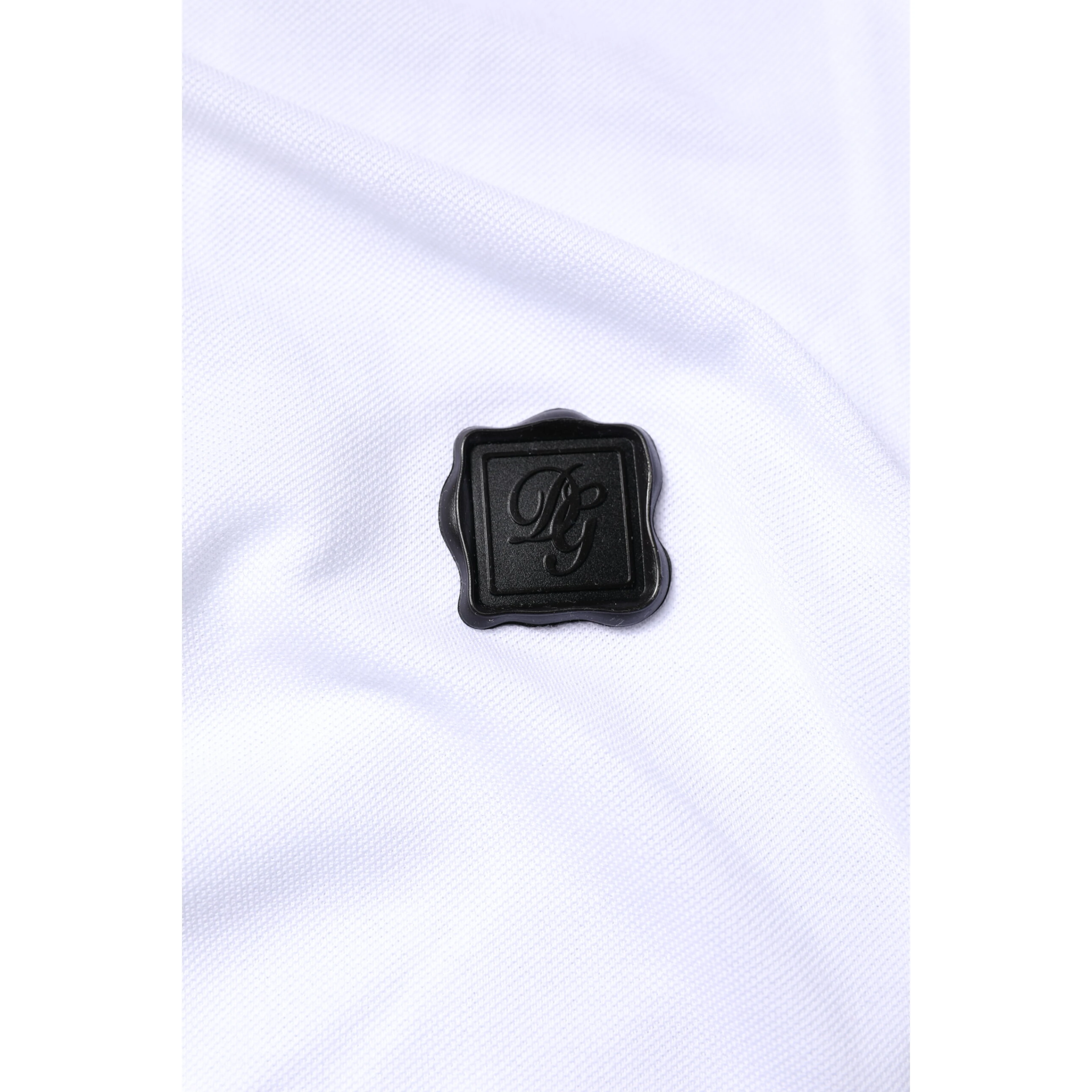 White Cotton Logo Collared Polo T-shirt