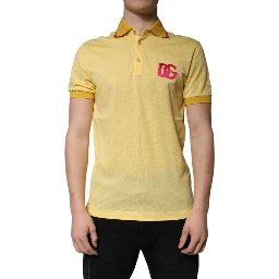 Yellow Cotton Logo Collared Polo T-shirt