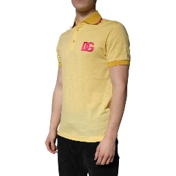 Yellow Cotton Logo Collared Polo T-shirt