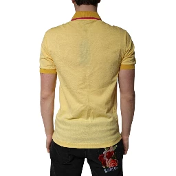 Yellow Cotton Logo Collared Polo T-shirt
