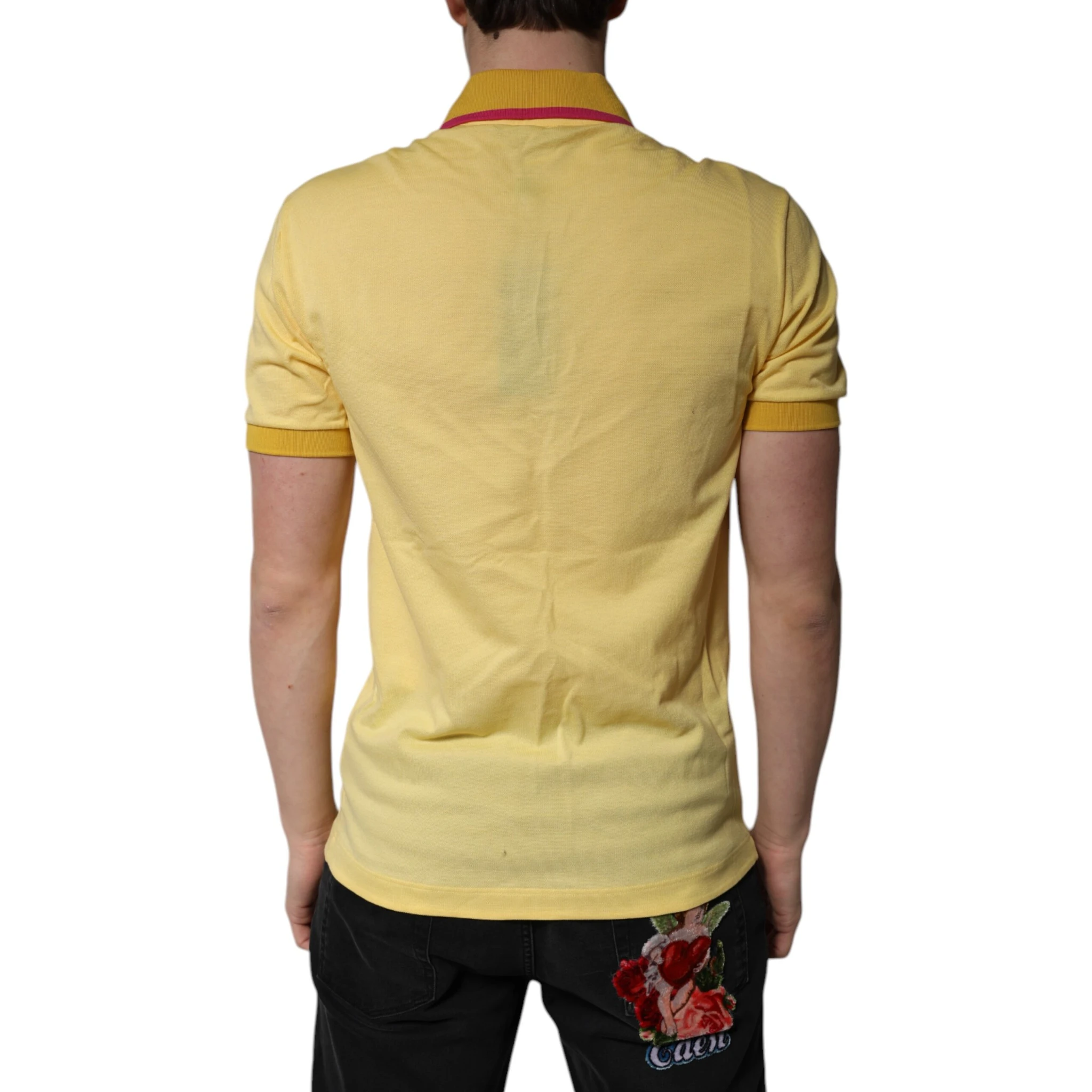 Yellow Cotton Logo Collared Polo T-shirt