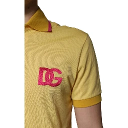 Yellow Cotton Logo Collared Polo T-shirt
