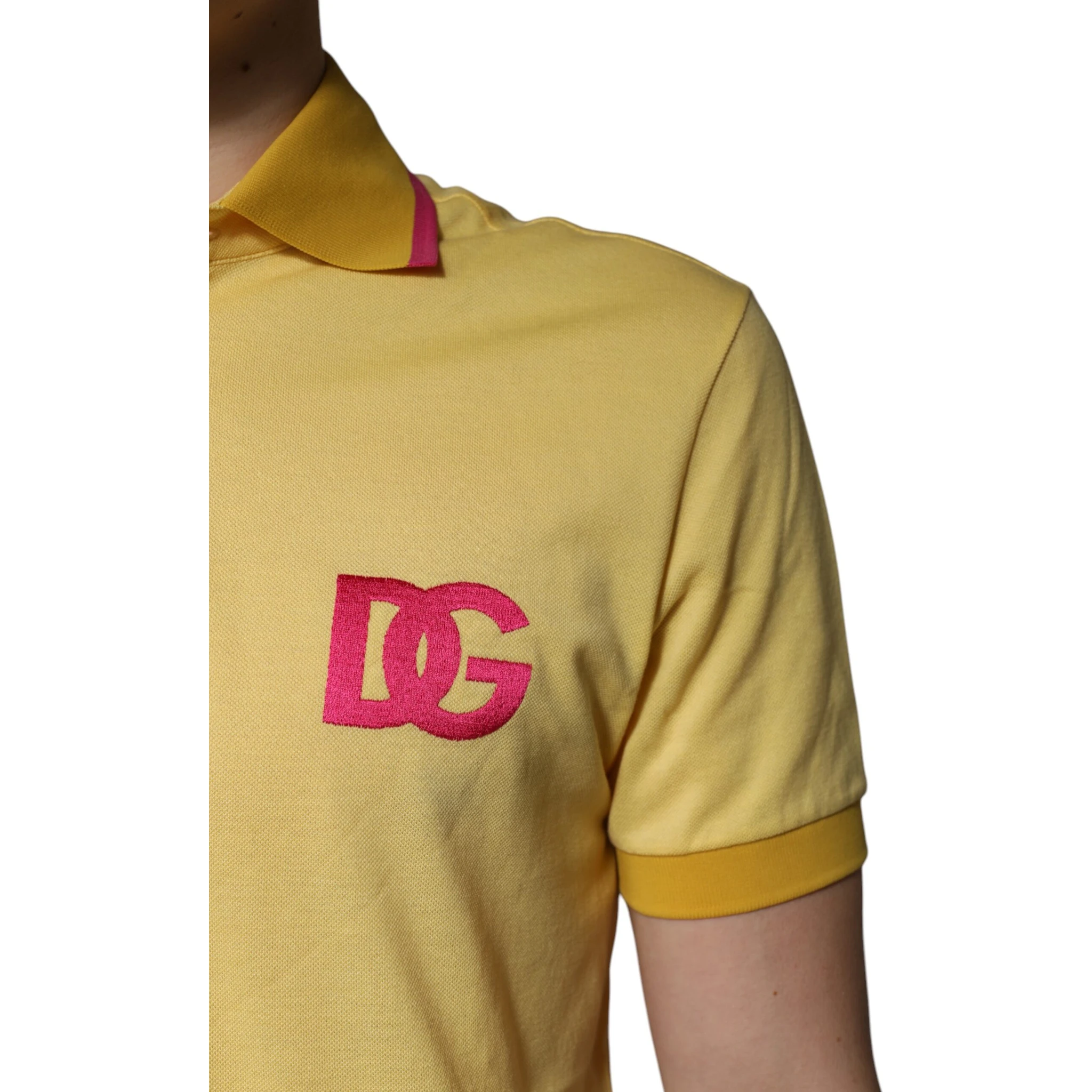 Yellow Cotton Logo Collared Polo T-shirt