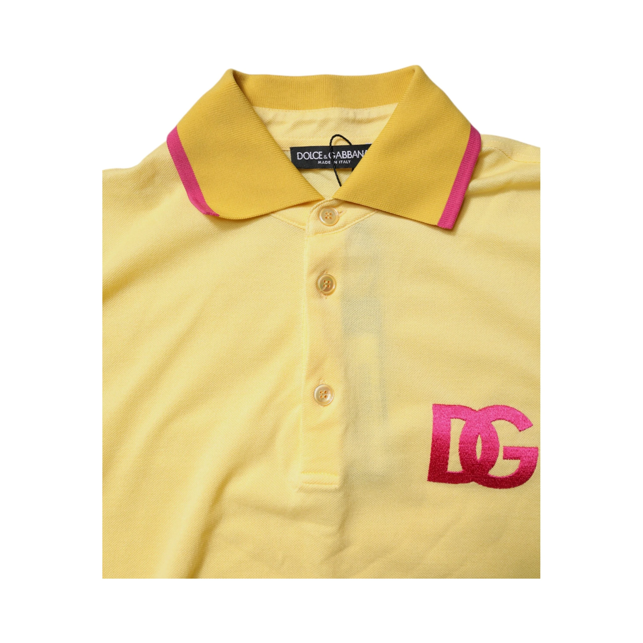 Yellow Cotton Logo Collared Polo T-shirt