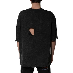 Black Graphic Print Cotton Crew Neck T-shirt