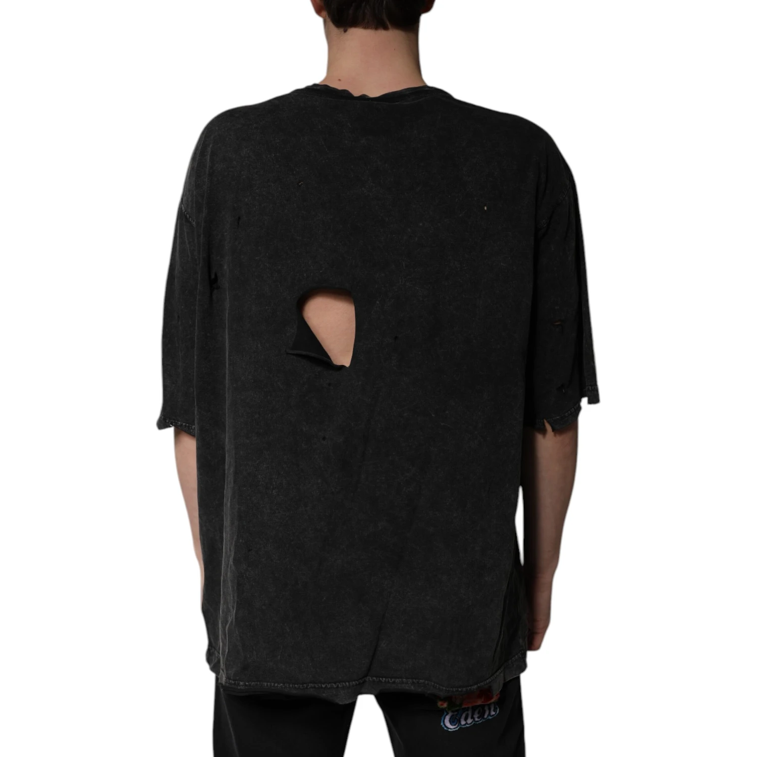 Black Graphic Print Cotton Crew Neck T-shirt