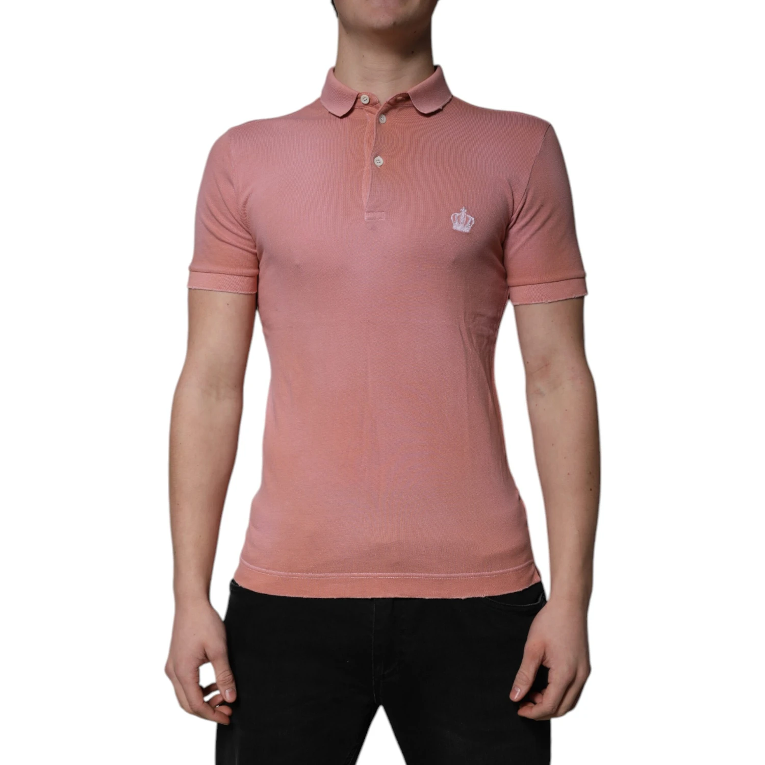Pink Cotton Crown Collared Polo T-shirt