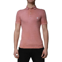 Pink Cotton Crown Collared Polo T-shirt