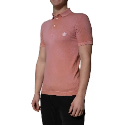 Pink Cotton Crown Collared Polo T-shirt