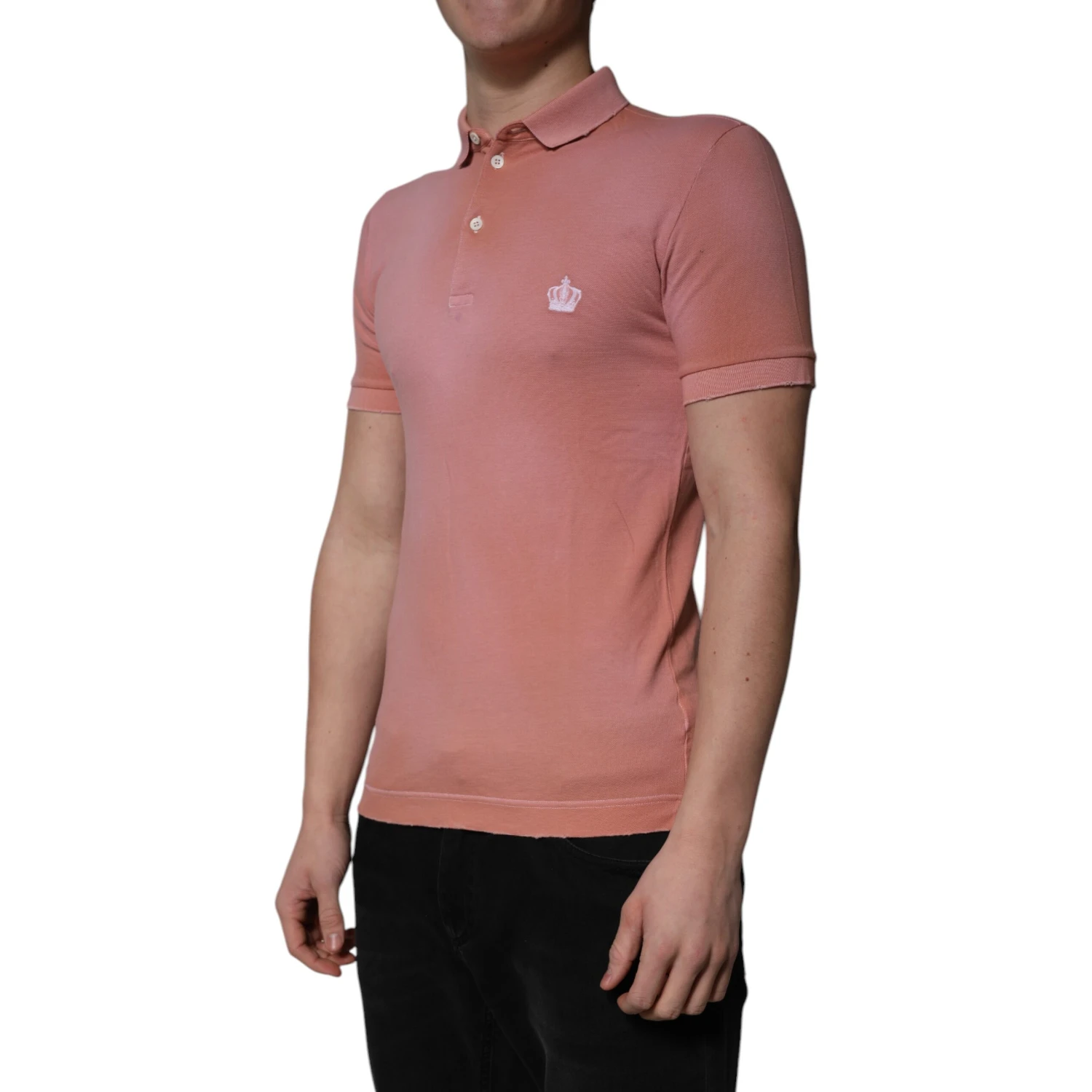 Pink Cotton Crown Collared Polo T-shirt