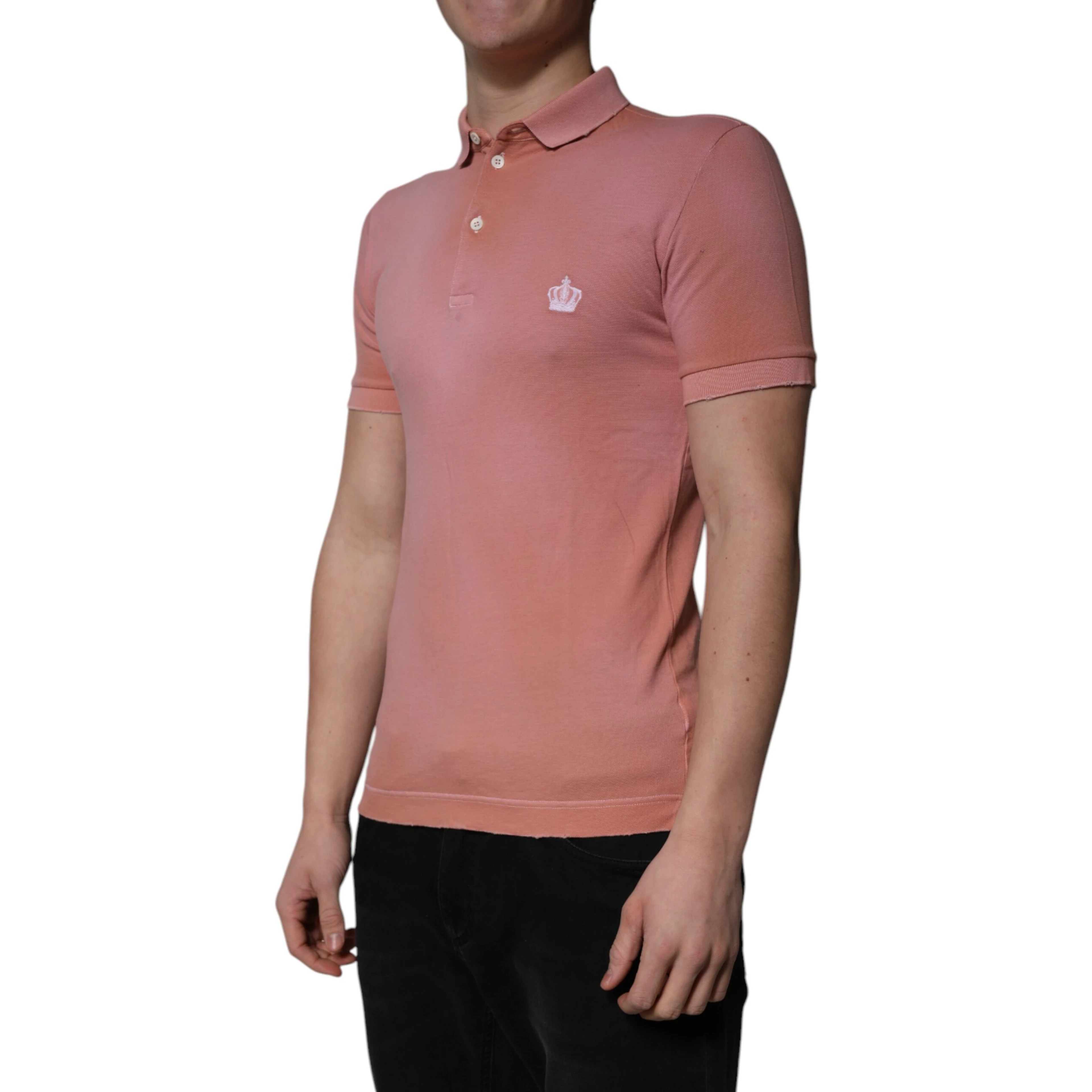 Pink Cotton Crown Collared Polo T-shirt