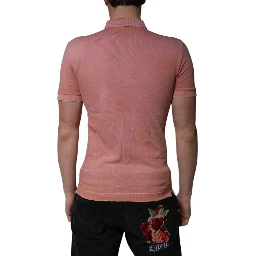 Pink Cotton Crown Collared Polo T-shirt