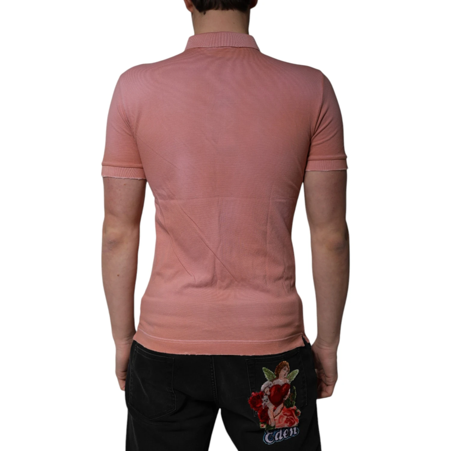 Pink Cotton Crown Collared Polo T-shirt