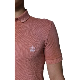 Pink Cotton Crown Collared Polo T-shirt