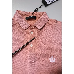 Pink Cotton Crown Collared Polo T-shirt