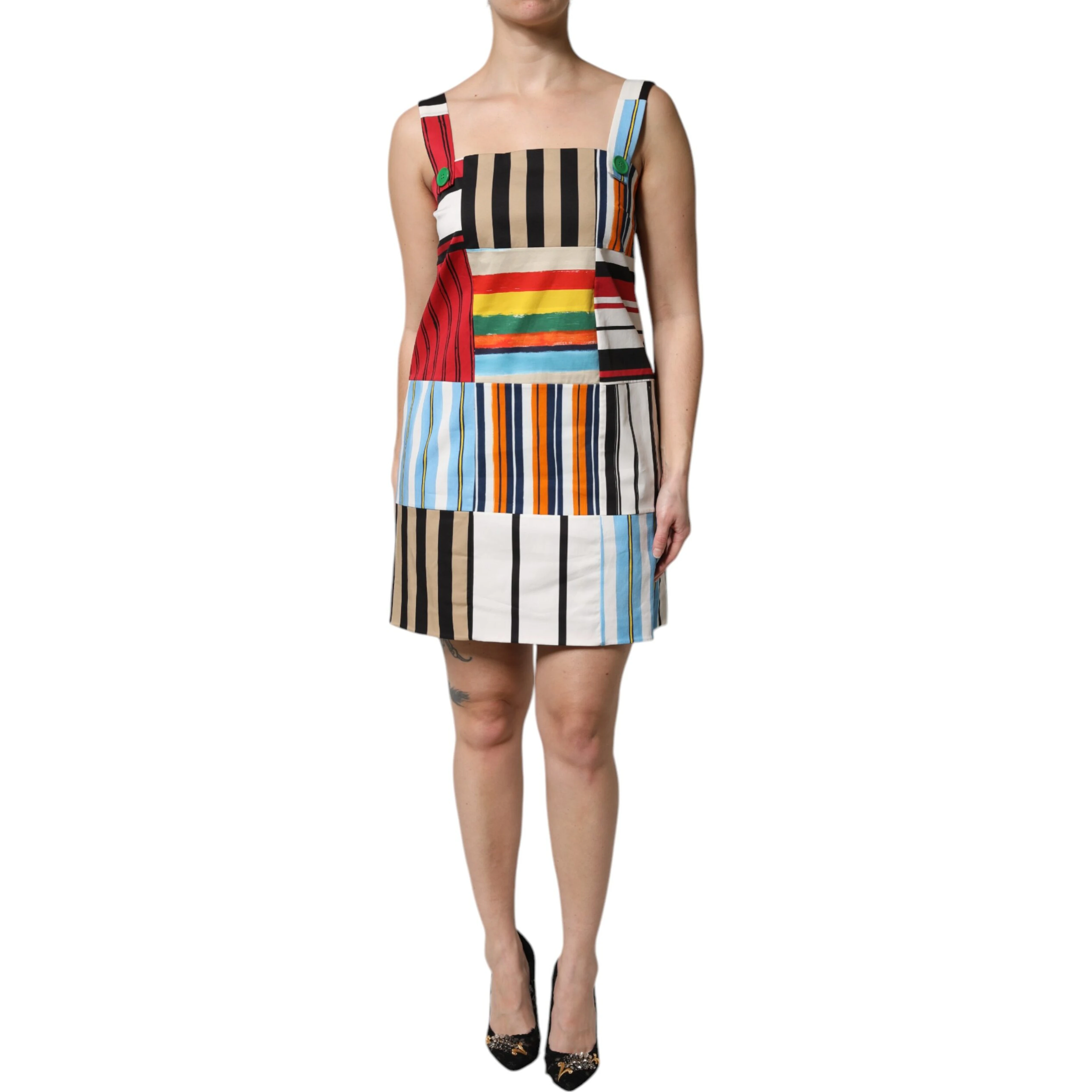 Multicolor Cotton Stripe Sleeveless Dress