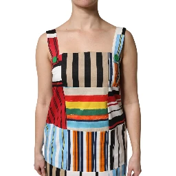 Multicolor Cotton Stripe Sleeveless Dress