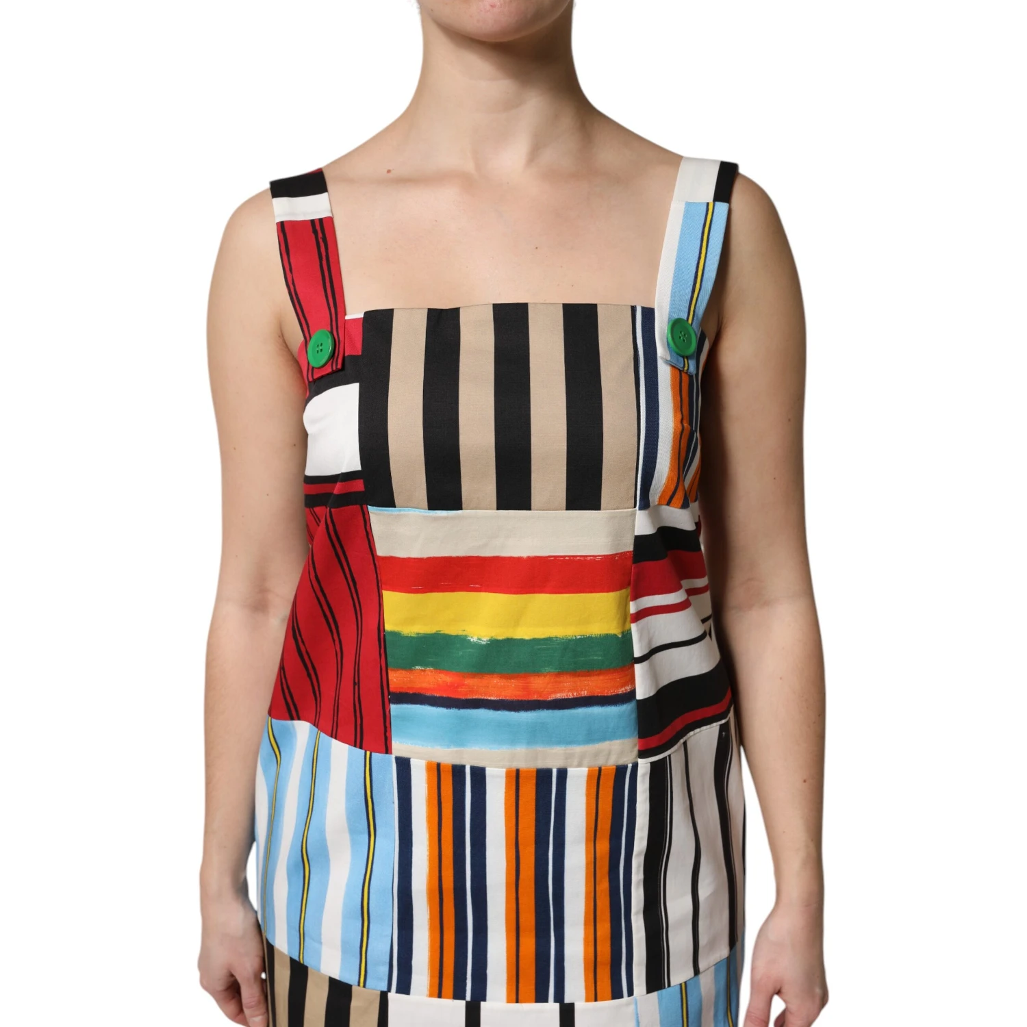 Multicolor Cotton Stripe Sleeveless Dress