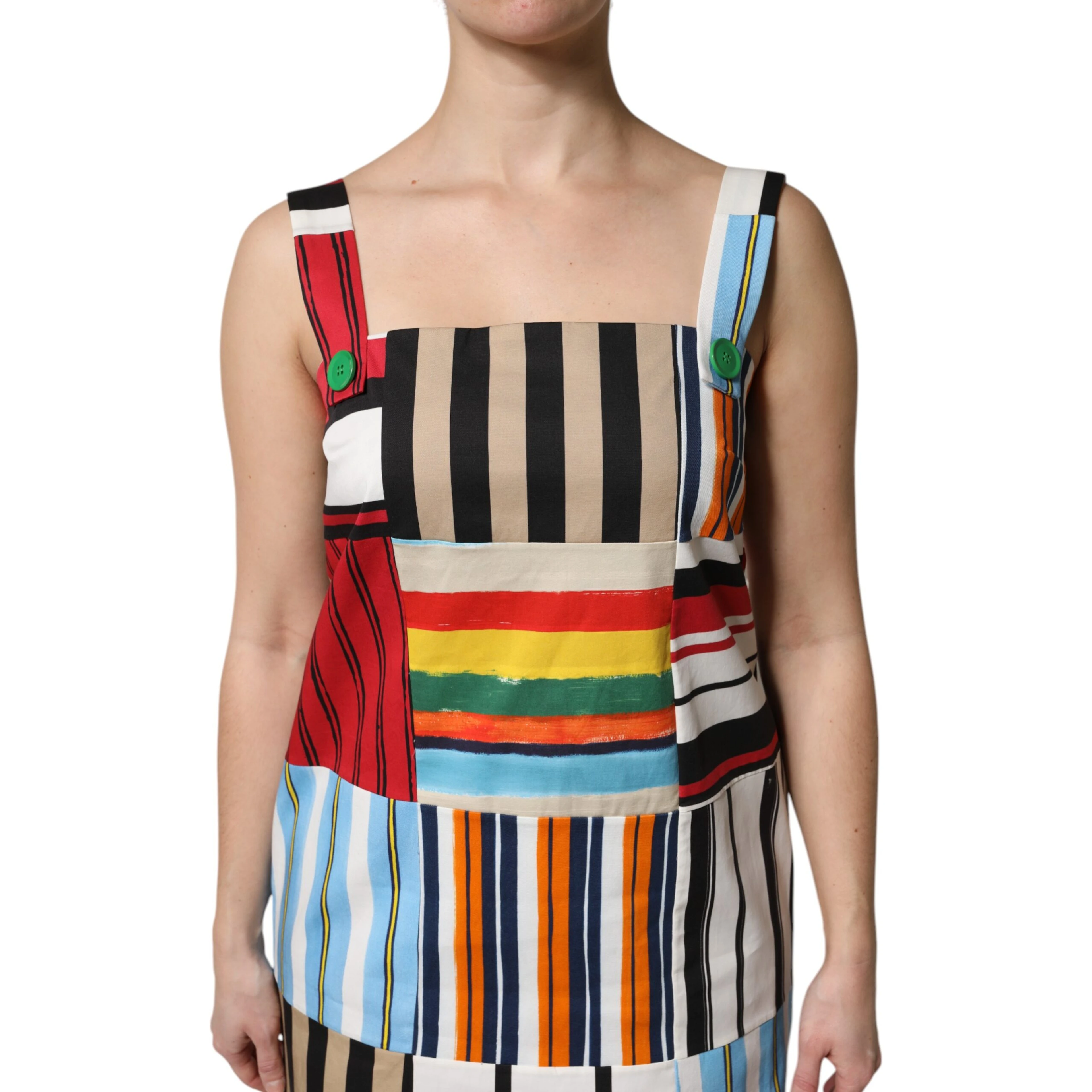 Multicolor Cotton Stripe Sleeveless Dress