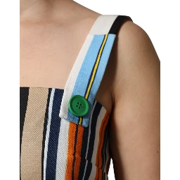 Multicolor Cotton Stripe Sleeveless Dress