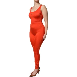 Orange Sleeveless Bodycon Jumpsuit Dress