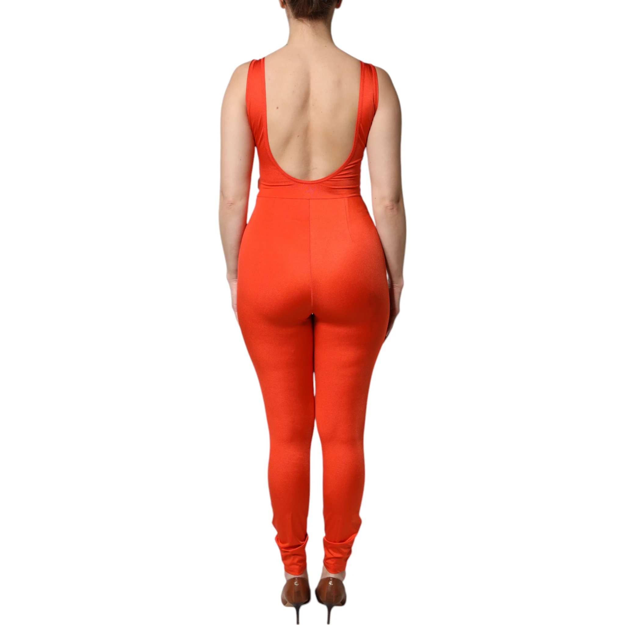 Orange Sleeveless Bodycon Jumpsuit Dress