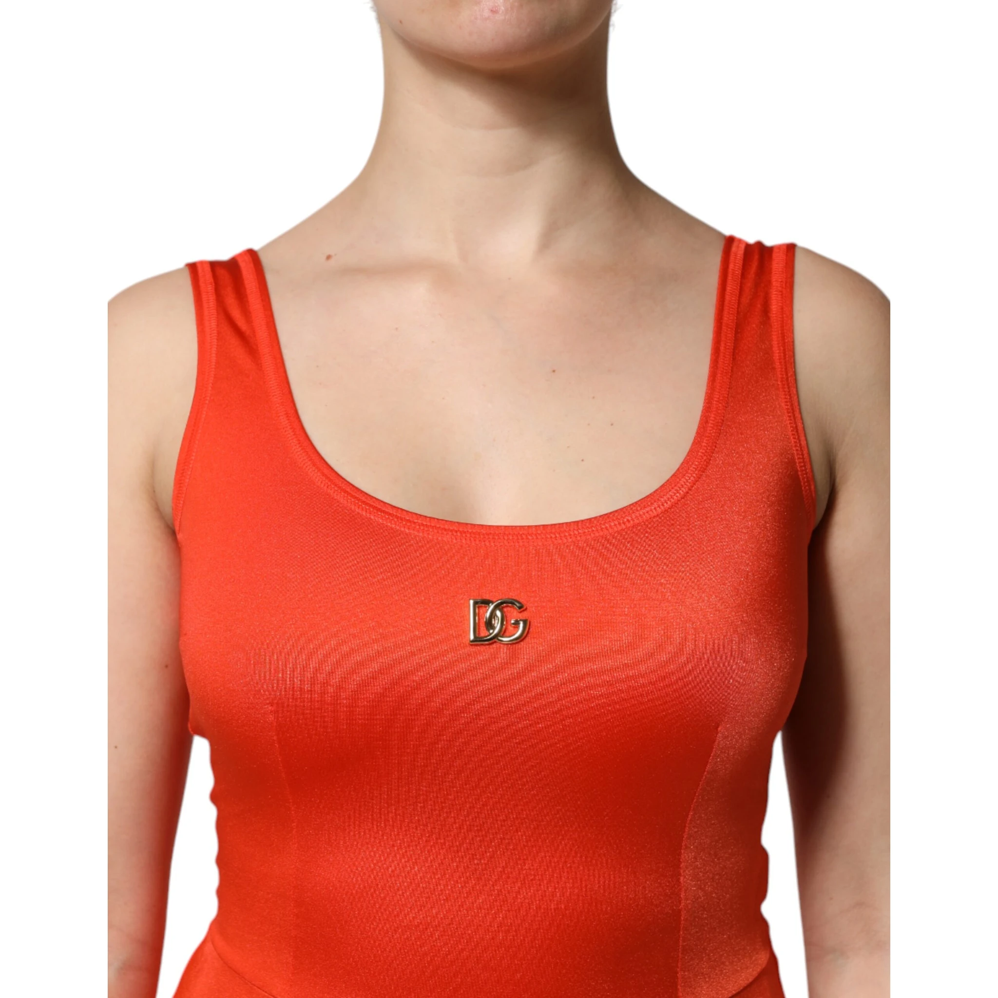 Orange Sleeveless Bodycon Jumpsuit Dress