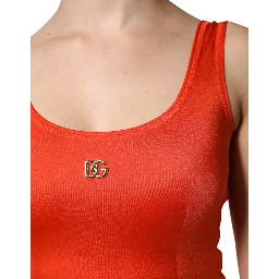 Orange Sleeveless Bodycon Jumpsuit Dress