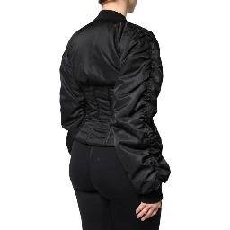 Black Nylon Full Zip Bustier Corset Jacket