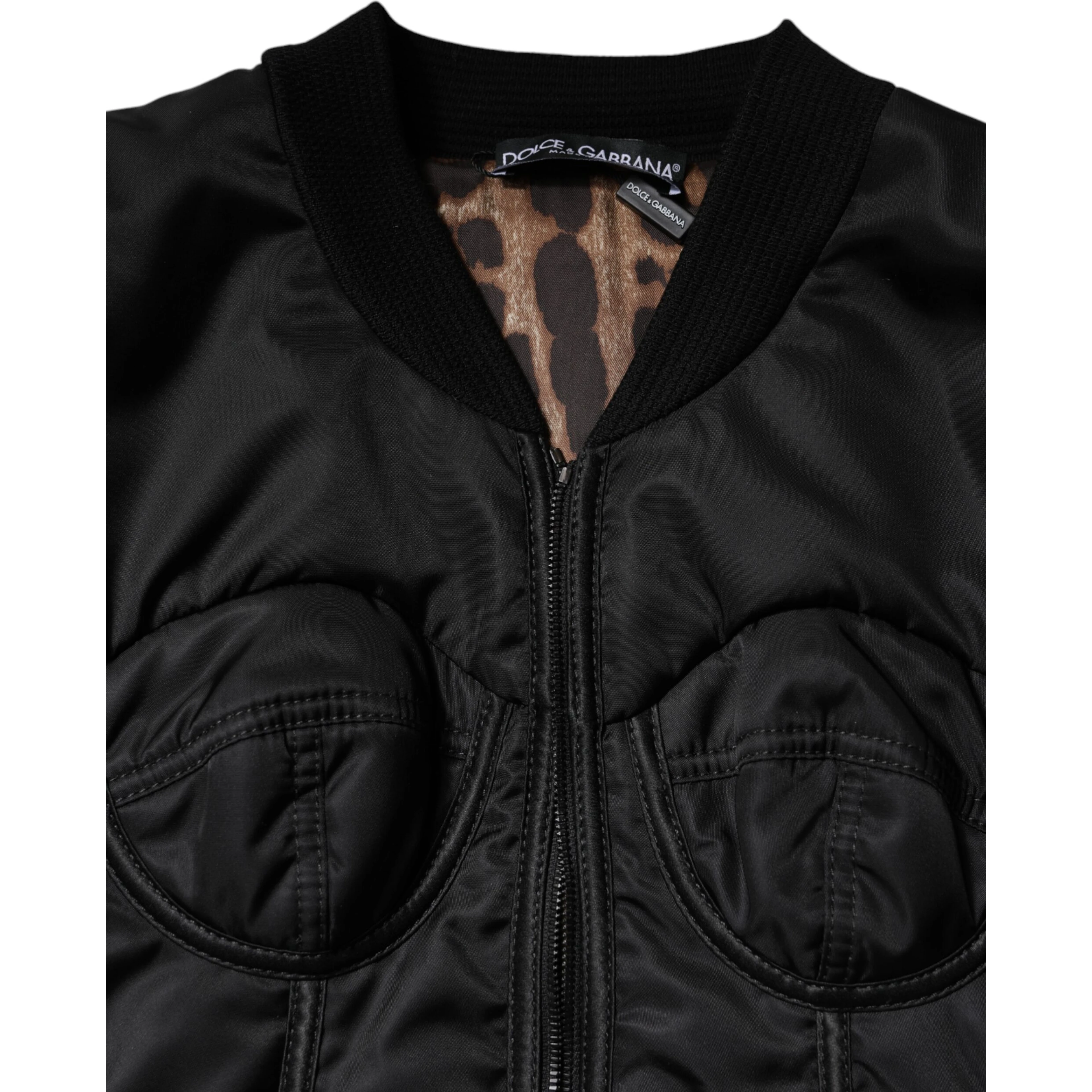 Black Nylon Full Zip Bustier Corset Jacket