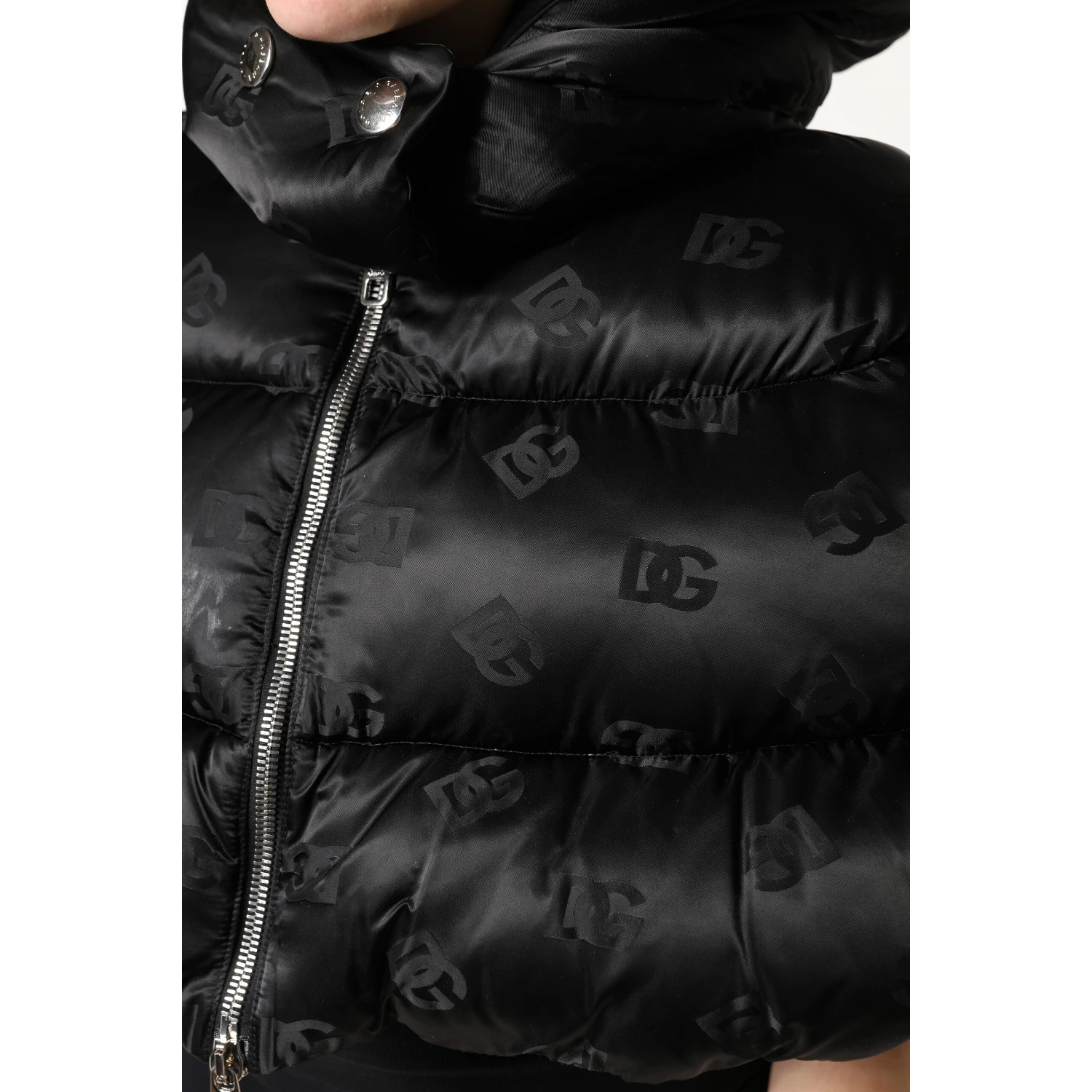 Black Padded Puffer Hooded Full Zip Cropped Jacket