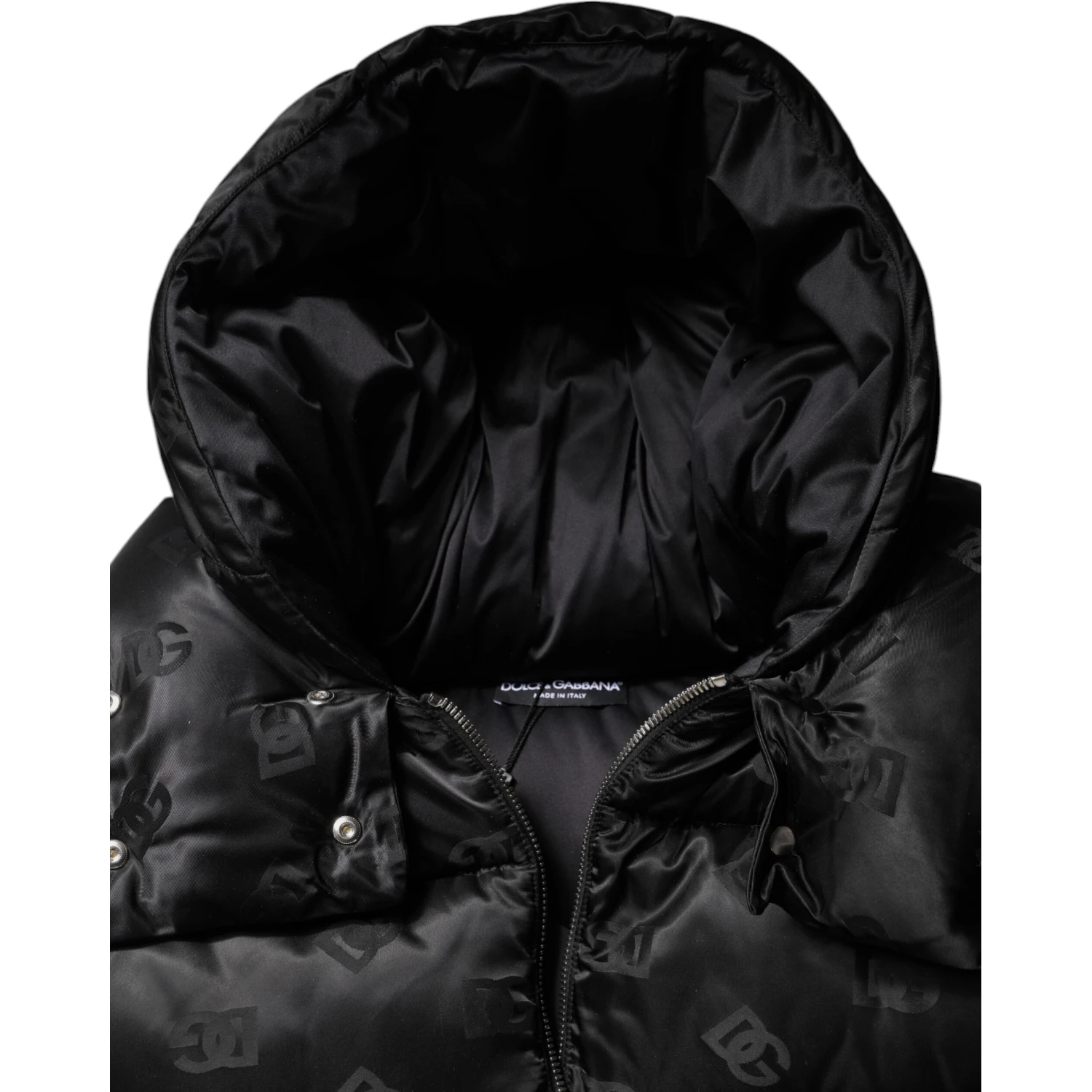 Black Padded Puffer Hooded Full Zip Cropped Jacket