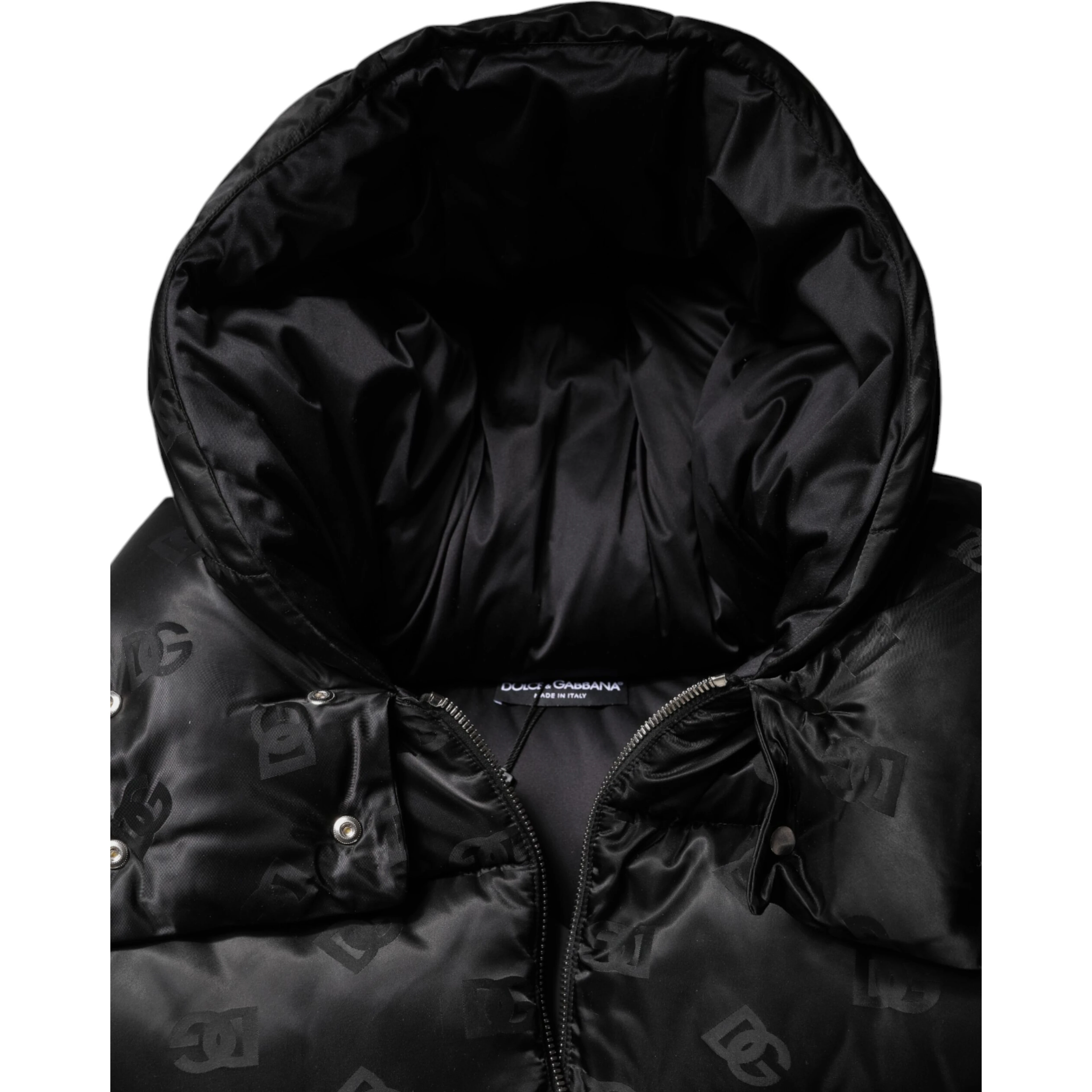 Black Padded Puffer Hooded Full Zip Cropped Jacket