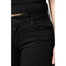 Black Cotton Mid Waisted Skinny Denim Jeans