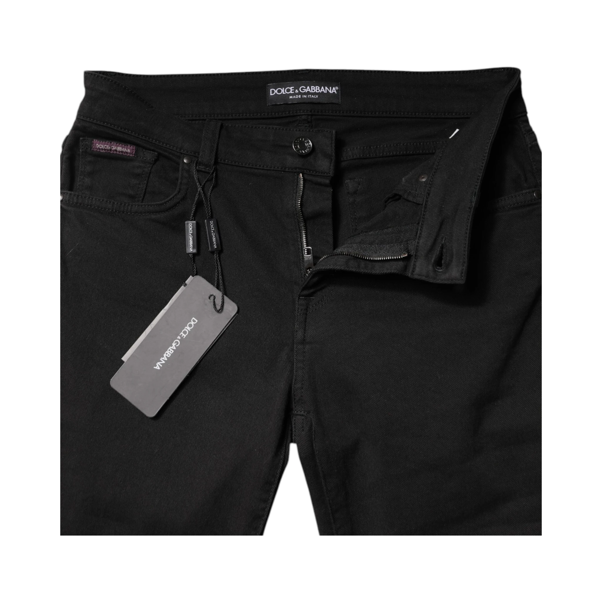 Black Cotton Mid Waisted Skinny Denim Jeans