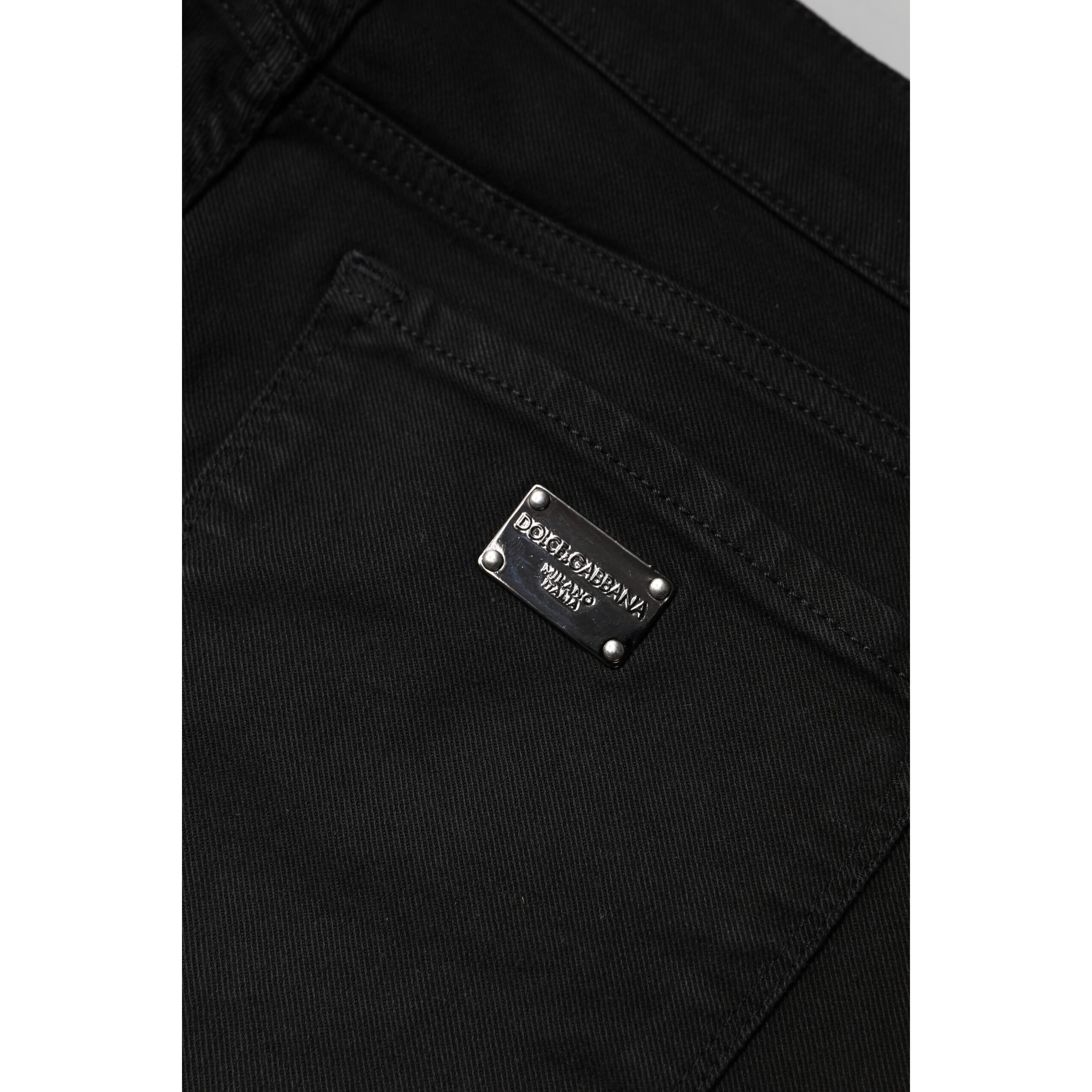 Black Cotton Mid Waisted Skinny Denim Jeans