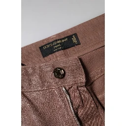 Brown Cotton High Waist Tapered Denim Jeans